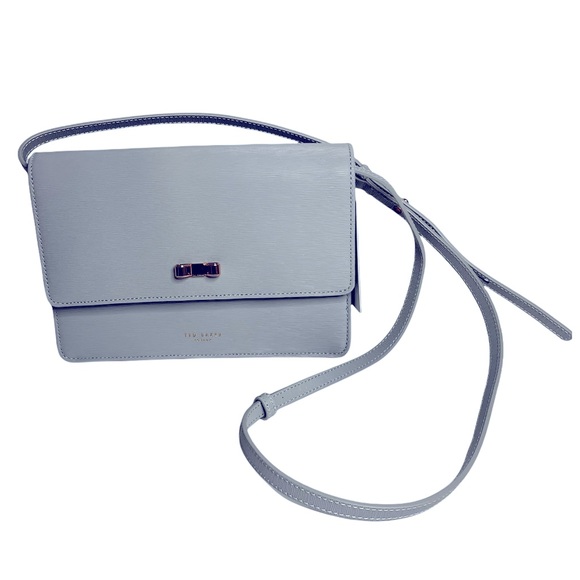Ted Baker London Handbags - 38) NWT Ted Baker London Greyish Blue Textured Crossbody Purse w/Light Pink